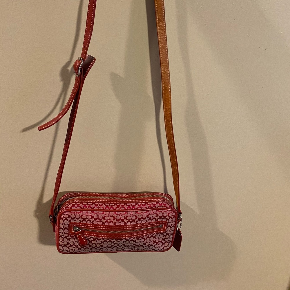 Coach red signature c purse